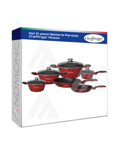 Set 10 pezzi Batteria Pentole Cheffinger Rosso