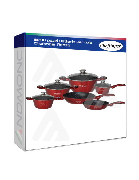Set 10 pezzi Batteria Pentole Cheffinger Rosso