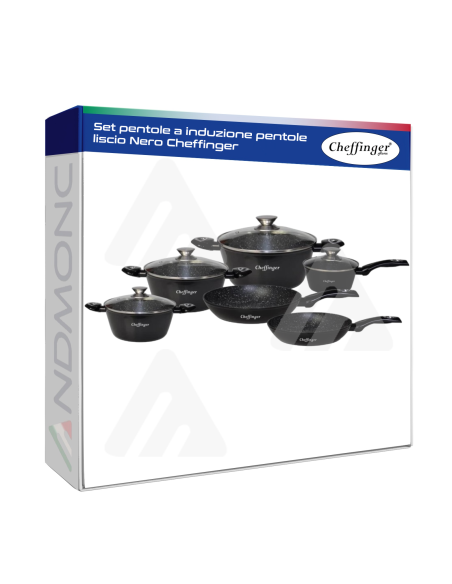Set pentole a induzione pentole liscio Nero Cheffinger