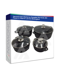 bavaria Set Batteria Padelle Pentole 20 Pezzi in Pietra...