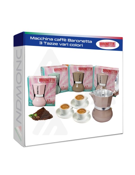 Macchina caffè Baronetta 3 Tazze vari colori
