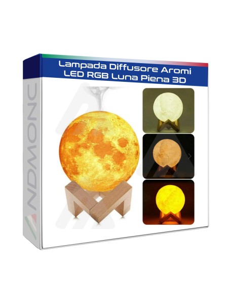 Lampada Diffusore Aromi LED RGB Luna Piena 3D