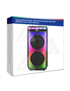 Cassa Bluetooth dual Altoparlante 6.5” 2000W con Microfono