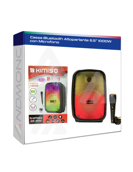 Cassa Bluetooth Altoparlante 6.5” 1000W con Microfono
