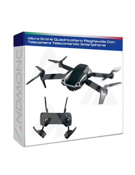 Micro Drone Quadricottero Pieghevole Con Telecamera Telecomando Smartphone