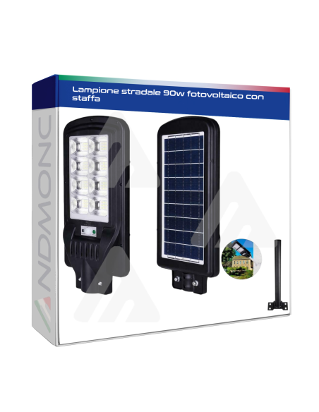 Lampione stradale 90w fotovoltaico con staffa