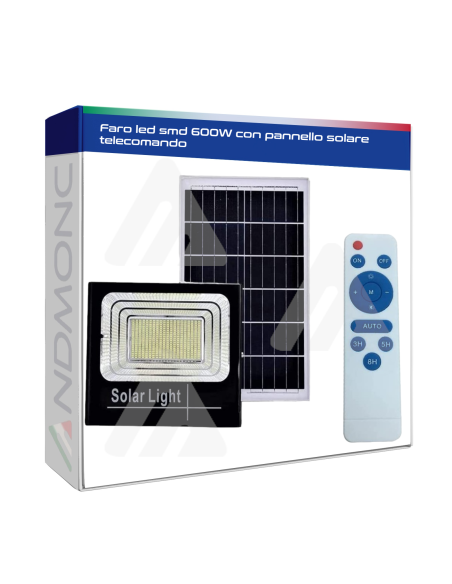 Faro led smd 600W con pannello solare telecomando