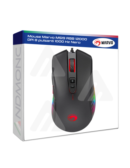 Mouse Marvo M519 RGB 12000 DPI 8 pulsanti 1000 Hz Nero