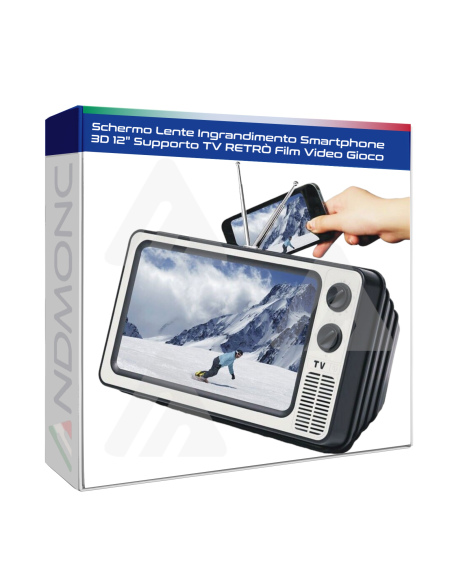 Schermo Lente Ingrandimento Smartphone 3D 12" Supporto TV RETRÒ Film Video Gioco