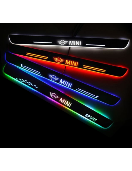 4pz anteriore e posteriore battitacco LED Mini Cooper RGB senza fili adesivo