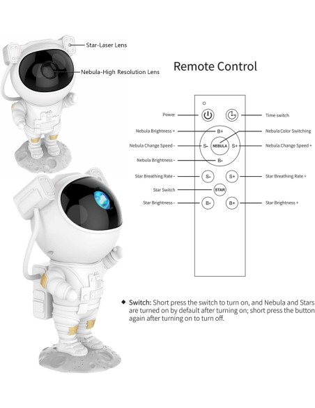 Astronauta Luce Notturna Cielo Stellato, Proiettore Stellare