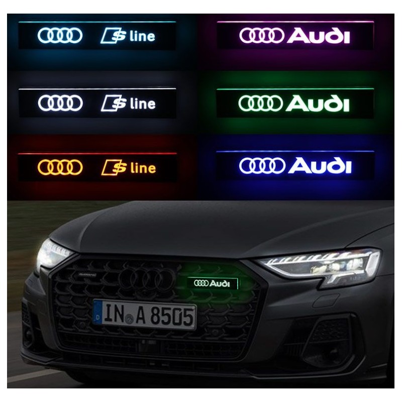 1x Distintivo con logo illuminato con emblema luminoso a LED per griglia anteriore Audi