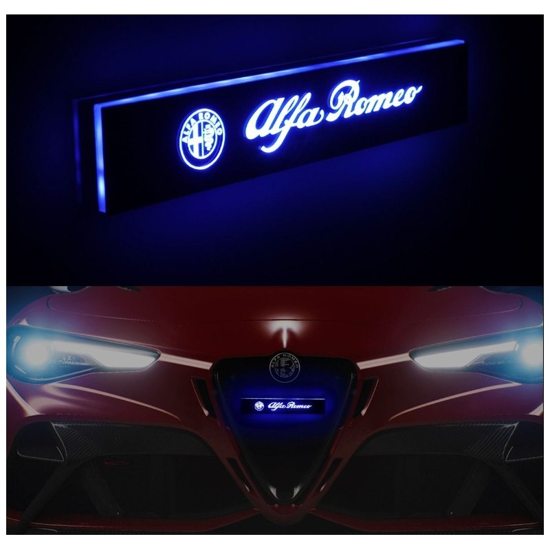 1x Distintivo con logo illuminato con emblema luminoso a LED per griglia anteriore Alfa Romeo