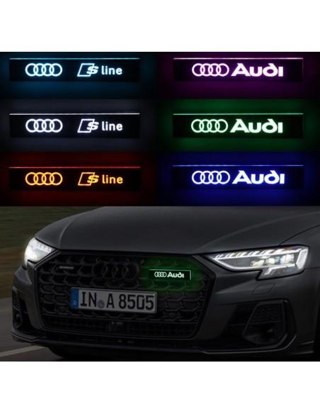 1x Distintivo con logo illuminato con emblema luminoso a LED per griglia anteriore S-line Audi
