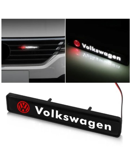 1x Distintivo con logo illuminato con emblema luminoso a LED per griglia anteriore Volkswagen