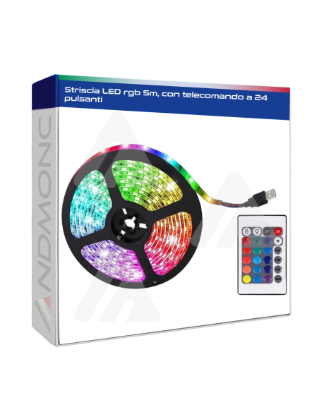 Striscia LED rgb 5m, con telecomando a 24 pulsanti