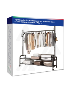 Appendiabiti Attaccapanni in ferro con ruote colore...