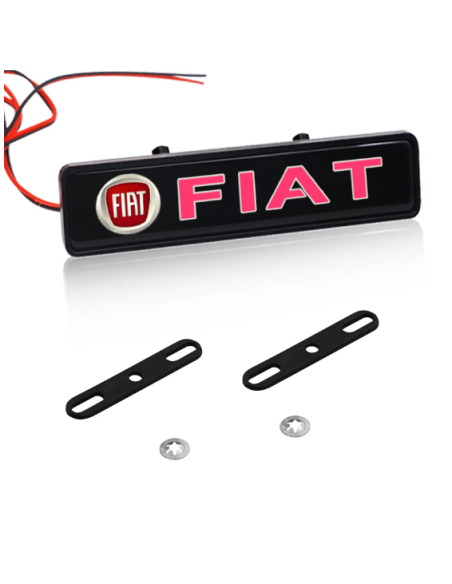 1x Distintivo con logo illuminato con emblema luminoso a LED per griglia anteriore Fiat