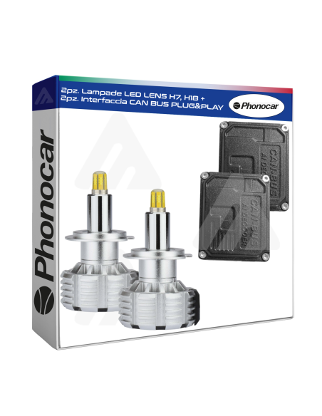 Coppia Lampade LENS H7, H18 LED 12V CAN BUS