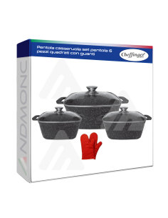 Pentola casseruola set pentola 6 pezzi quadrati con...