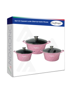 Cheffinger Set Di Casseruole Diamantate Rosa