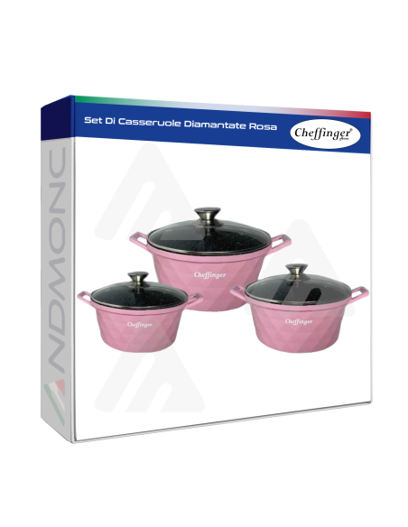 Cheffinger Set Di Casseruole Diamantate Rosa