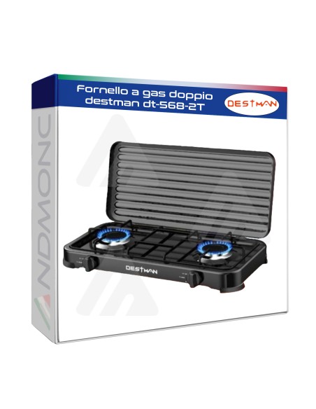 Fornello a gas doppio destman dt-568-2T