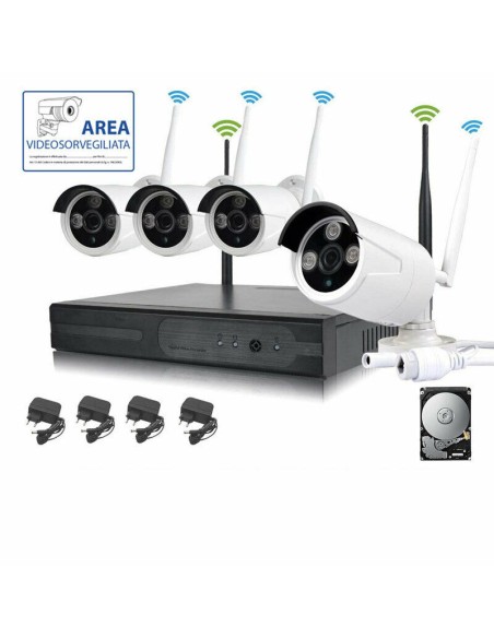 Kit videosorveglianza hd nvr dvr wireless 4 canali