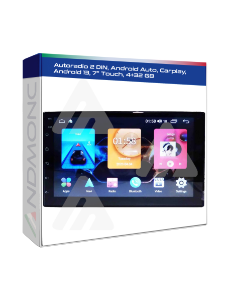 Autoradio 2 DIN 7" Touch Android Auto, Apple CarPlay, android 13