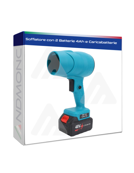 Soffiatore con 2 Batterie 4Ah e Caricabatterie Asciugatura Auto, giardino