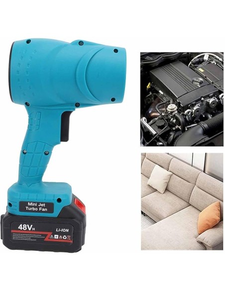 Soffiatore con 2 Batterie 4Ah e Caricabatterie Asciugatura Auto, giardino