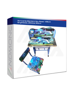 Scrivania per bambini blu design pesci 69x90cm