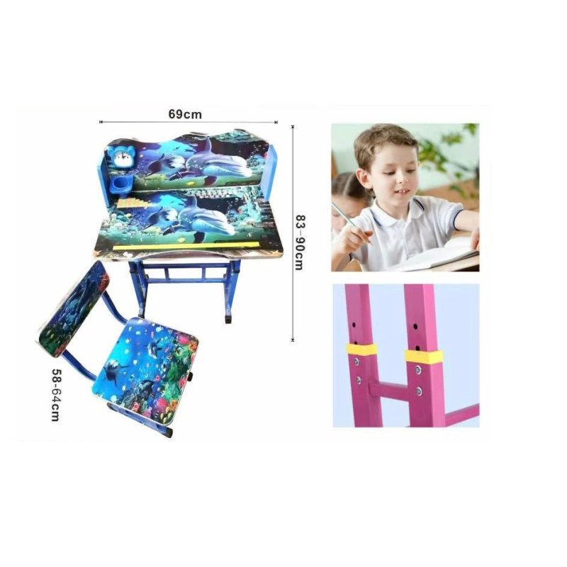 Scrivania per bambini blu design pesci 69x90cm