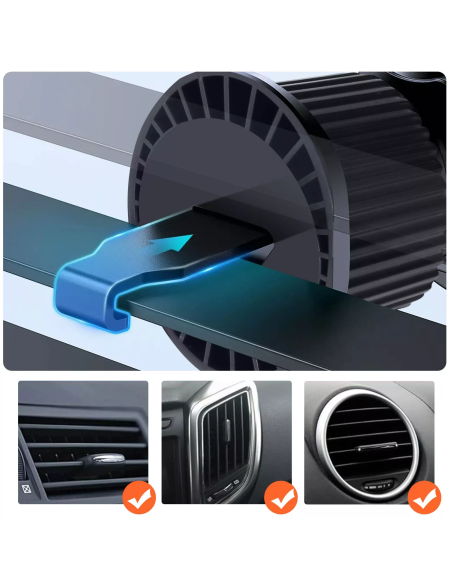 Supporto auto con caricabatterie a induzione QI proposto dal marchio LinQ, compatibile con smartphone larghi tra 6,5 e 9,6 cm