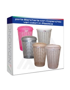 porta Biancheria con Coperchio vari colori in Plastica