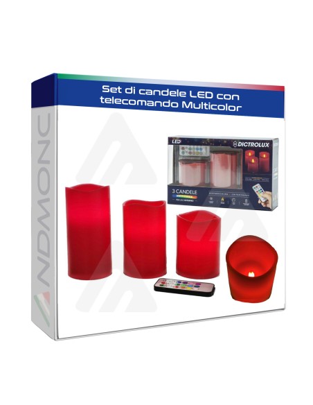 Set di candele LED con telecomando Multicolor