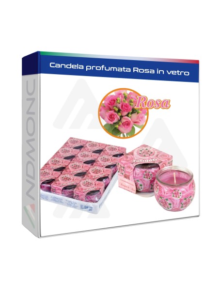 Candela profumata Rosa in vetro