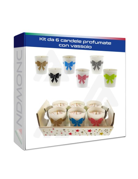 Kit da 6 candele profumate con vassoio