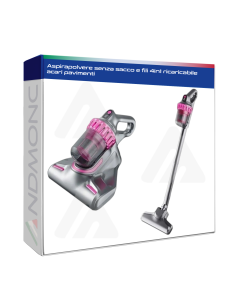 Aspirapolvere senza sacco e fili 4in1 ricaricabile acari...