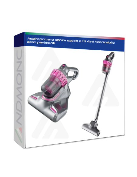 Aspirapolvere senza sacco e fili 4in1 ricaricabile acari pavimenti