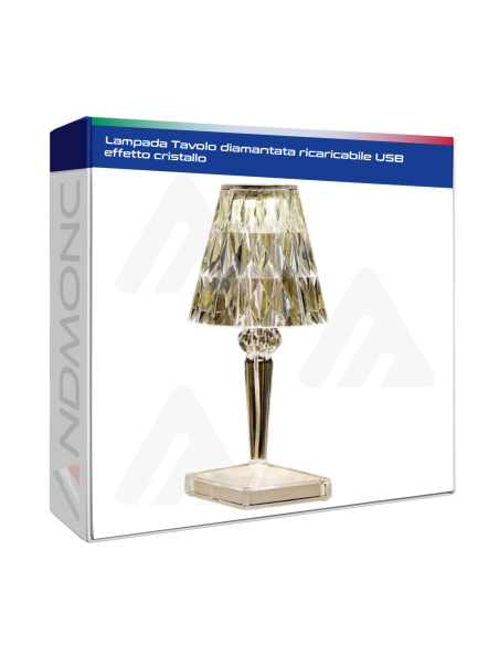 Lampada Tavolo diamantata ricaricabile USB effetto cristallo