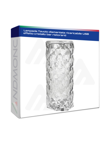 Lampada Tavolo diamantata ricaricabile USB effetto cristallo bar ristoranti