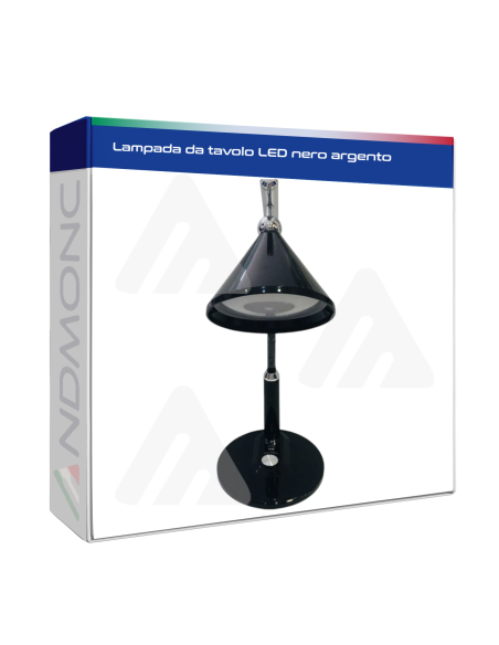 lampada da tavolo LED nero argento