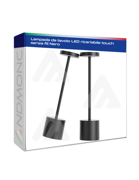 Lampada da tavolo LED ricariabile touch senza fili Nero