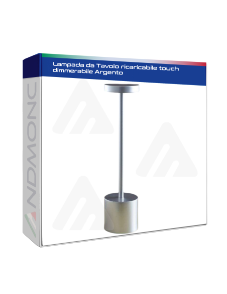 Lampada da Tavolo ricaricabile touch dimmerabile Argento