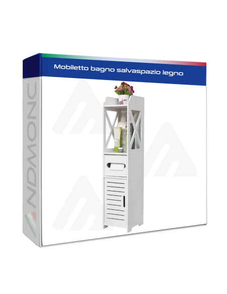 Mobiletto bagno salvaspazio legno