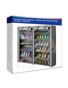 Scarpiera Salvaspazio 7 Ripiani 36 Paia Scaffale Acciaio...