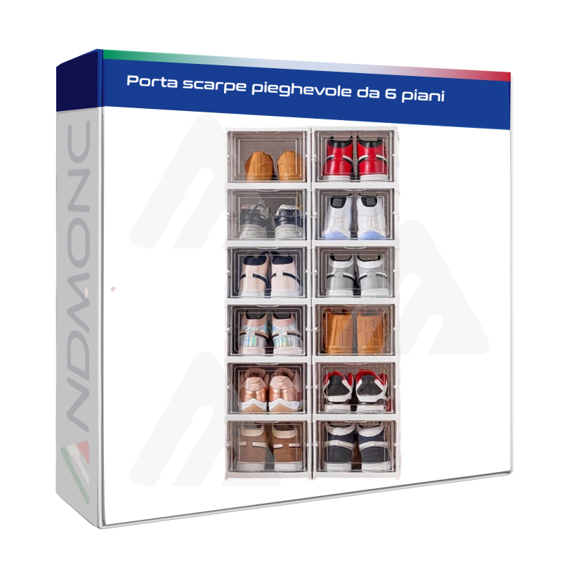 Scarpiera Salvaspazio 6pz 26x35x105cm – Organizer Scarpe Plastica Trasparente