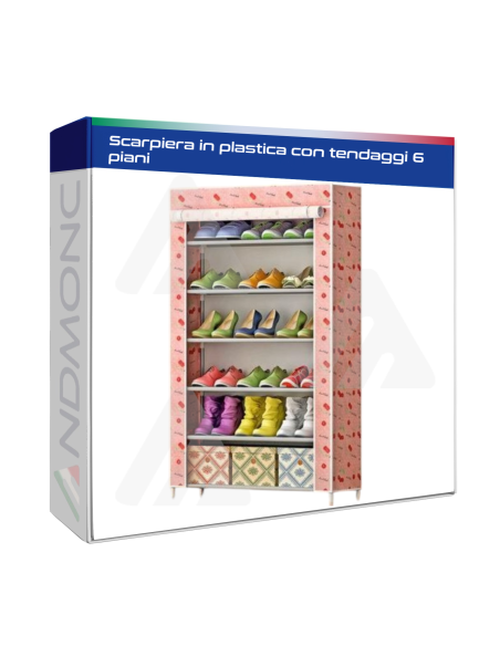 Scarpiera in plastica con tendaggi 6 piani