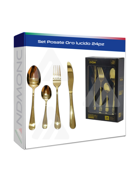 Set Posate Oro lucido 24pz